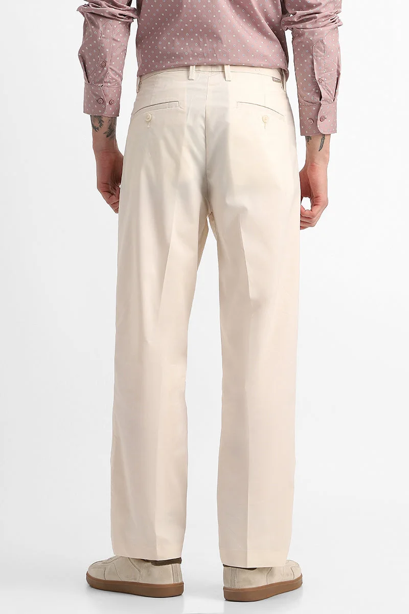 Snitch Beige Stretch Relaxed Fit Trousers for Men | Best Price UAE